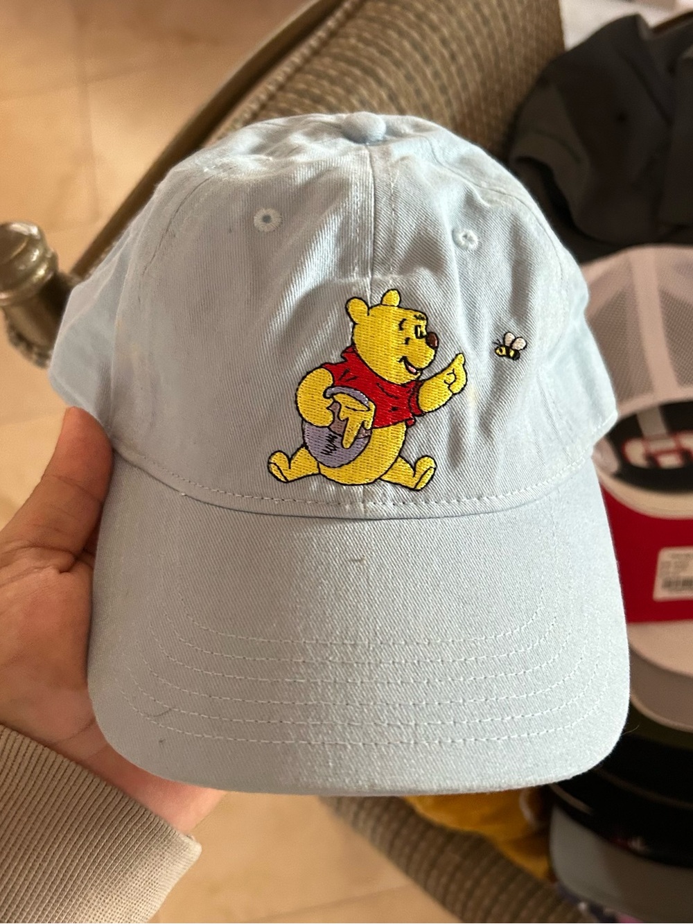 Light Blue Disney Baseball Cap with Winnie the Pooh Embroidery #96